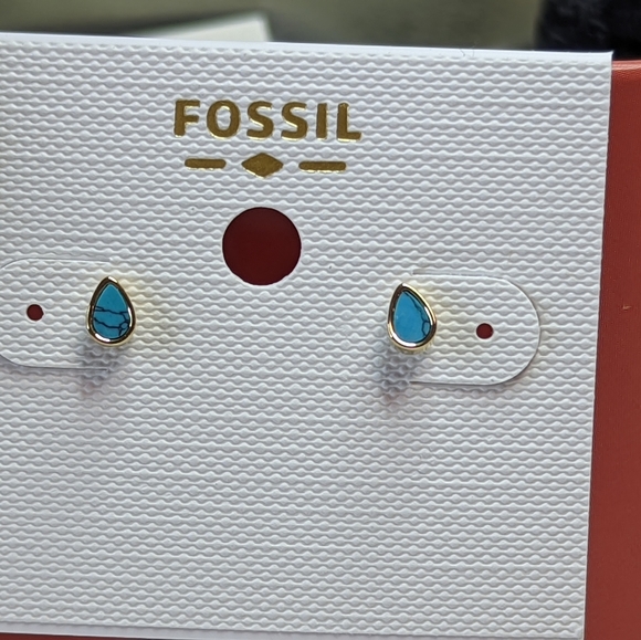 Fossil Tranquil Summer Turquoise Blue Stud Earrings - Picture 3 of 5